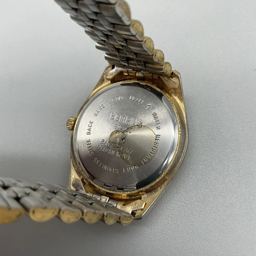 Vintage Benrus President Mens Watch 37mm Gold Tone Date New Battery 7.5